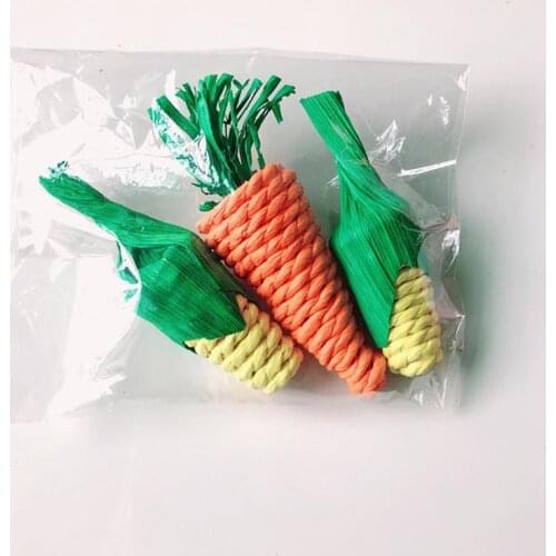 3Pcs Straw Bird Toy Interactive Corn Carrot Shaped Bite-Proof Chewing Toys For Hamster Parrot Jouet Perroquet Pet Supplies