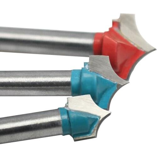 3pcs 6*10/12/16mm Carbide Wood Making Router End Mill CNC Engraving V Groove Bit Milling Tools on Cutting Carving Hard Wood, PVC