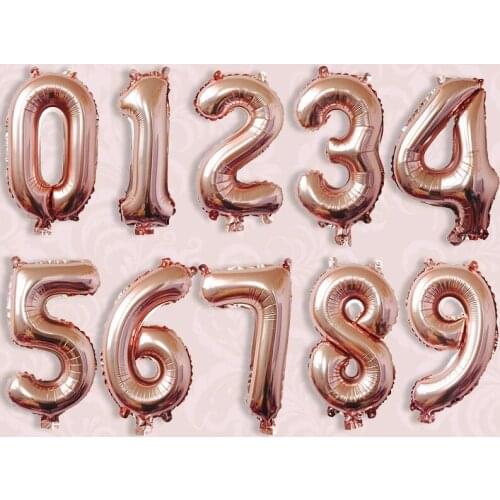 32/40" Figure Digit Foil Balloons Rose Gold Ballon Number Balloons Inflatable Air Baloon Happy Birthday Party Wedding Decoration