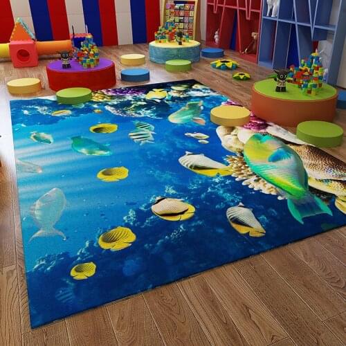 3D Ocean Sea Dolphin Parlor Area Rug Children Room Decor Play Mat Bedside Rugs Flannel Fish Large Carpet for Home Living Room