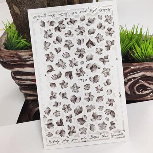 3D Nail Stickers Sketch Leaves Flowers Stickers for Nails Self-Adhesive Design Sticker for Manicure Decal Nail Art Decoration