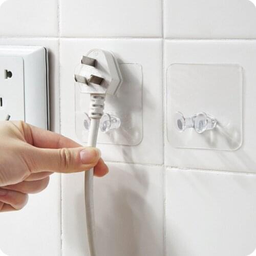 5/10/15PC Wall Free Punching and Traceless Electrical Plug Hook Transparent Paste Type Power Cord Storage and Finishing Fixator