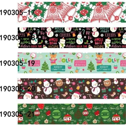 50 yards/lot) Christmas snowman/santa/bell printed ribbons, Christmas foe fold over elastic ribbon for kids gift