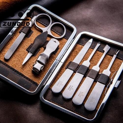 7PCS Manicure/Pedicure Sets Nail Clipper Stainless Steel Nail Cutter Tools Nail Scissors File Eyebrow and Eyelash Trimmer Kit