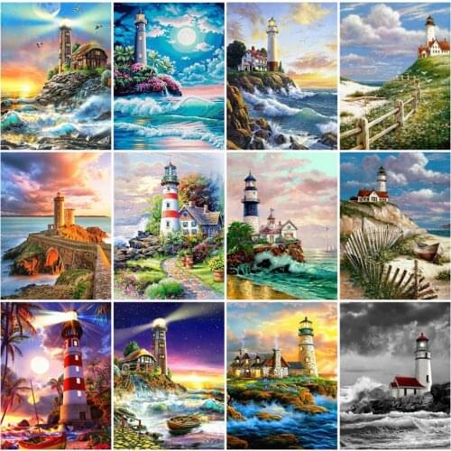 EverShine Diamond Painting Landscape Diamond Mosaic Lighthouse Beaded Embroidery Picture Rhinestones New Arrival Handmade Gift