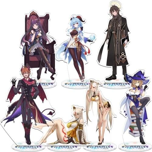 Anime Genshin Impact 21CM Gan Yu Zhong Li Acrylic Figure Stand Model Plate Desk Decor Standing Sign Keychain Trinket