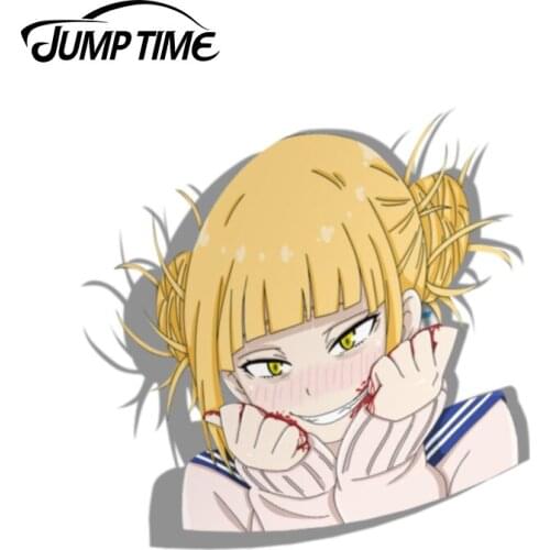 Jump Time 13cm x12.5cm Car Sticker My Hero Academia Himiko Toga Anime Decal Personality Car Styling Vinyl Waterproof Accessories