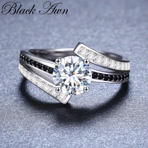 [BLACK AWN] Genuine 925 Sterling Silver Jewelry Trendy Rings for Women Femme Bijoux Bague Girl Gift C334