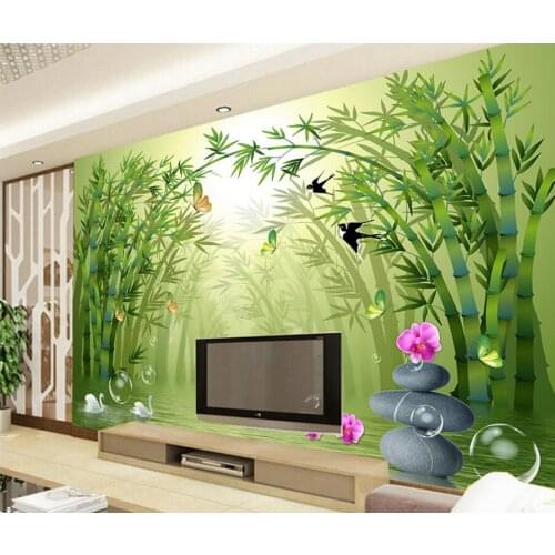Custom large murals,Fresh bamboo landscape wall painting wallpaper,living room TV sofa background bedroom papel de parede