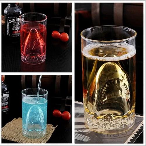 1 Piece Floating Shark Attack Shot Glass Mug / Creative Shark Drinking Glass Cup Deep-sea Shark Drinking Glass