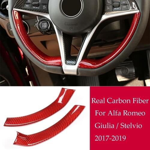 Carbon Fiber Steering Wheel Cover For Alfa Romeo Giulia Stelvio 2017-2020