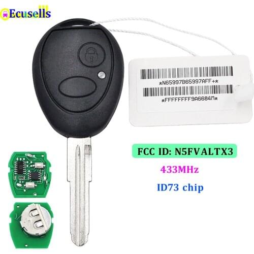 Remote Key Fob 2 Buttons 433Mhz with ID73 chip for Land Rover Discovery FCC ID: N5FVALTX3