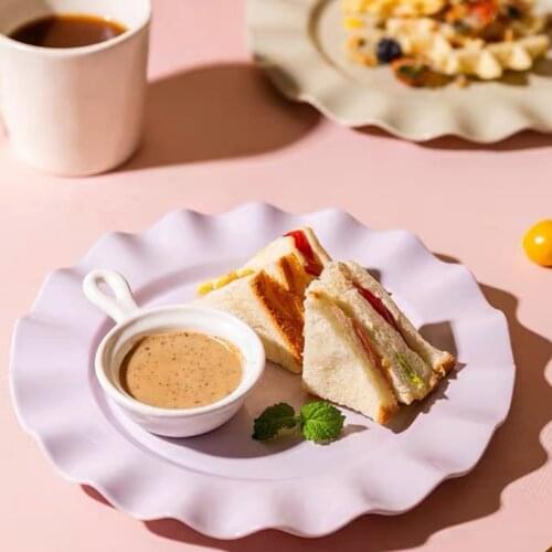 Dish Plate Western Steak Tableware Dinner Plate Utensilios De Cocina Ceramic Pasta Flat Household Creative Ins Wind Wavy Disc