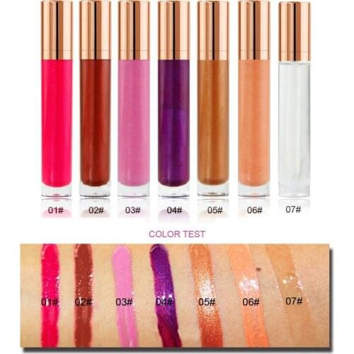 Custom Private Label 7 Colors Long Lasting Waterproof Liquid Lipgloss Clear Shiny Glitter Moist Glossy Makeup Cosmetic Wholesale