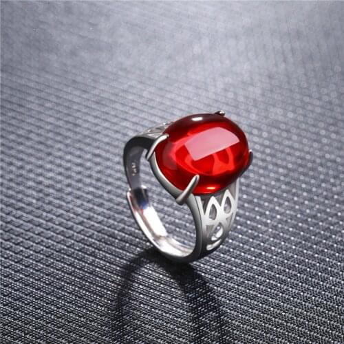 YINHED esmeralda Rubis Ring Genuine 925 Sterling Silver Rings for Women Fashion Vintage Ring Jewelry Big Stone Ring ZR195