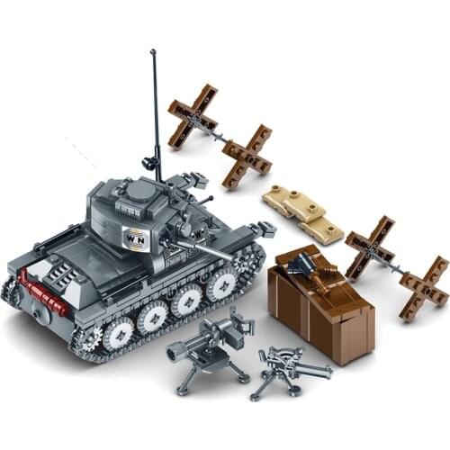 2021 World War 2 WW2 Army Military Soldier City Police SWAT T-38 Light Tank Model Building Blocks Bricks Kids Toys Gift