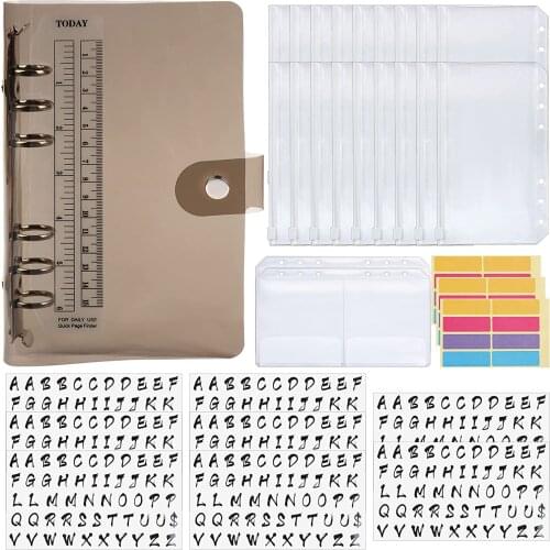 33 Pieces A6 Binder Budget Storage Cash Envelopes System, 8 Sheets Alphabet Stickers,20 Binder Pockets for Money Saving Organize