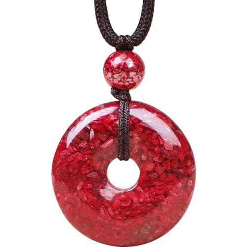 Red Natural Cinnabar Pendant Safe Buckle Pendant Sweater Chain Necklace Lucky for Women Men Evil Spirits Rough Fashion Jewelry