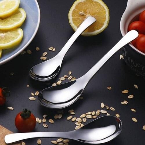 Metal Dinner Spoon Stainless Steel Soup Spoon Home Kitchen Use Large Capacity Cafe Ice Cream Round Bottom Spoon Kitchen Gadgets