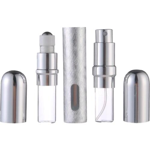 MUB 5ml Fine Mist Perfume Spray Bottles Mini Roll-on Essential Oil Bottle for Travel Empty Cosmetic Container Dual-use Atomizer