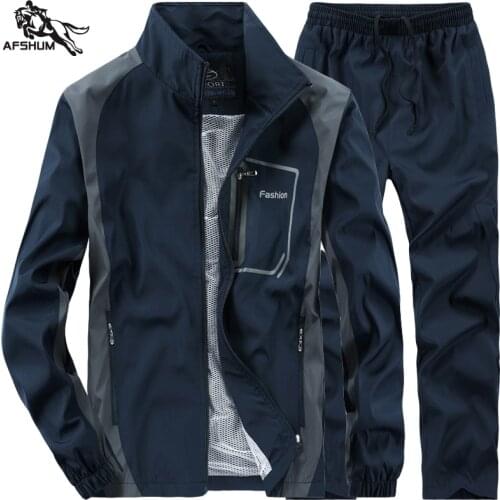 Tracksuit men Set L-3XL 4XL 5XL Mens 2 pieces Sets Spring Autumn New youth casual Clothing Fitness Tracksuits Splicing Set T313