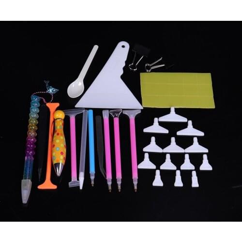 43pcs Diy Diamond Embroidery Accessories and Tools Kit Adult or Kids Diamond Painting Box Mosaic Glue Pen Kit
