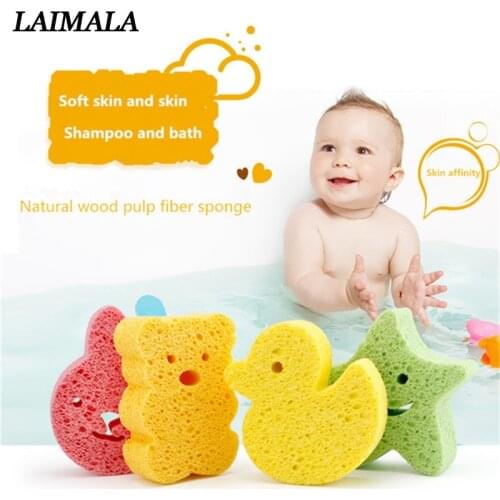 2020 New Baby Bathing Cartoon Cute Animal Shaped Sponge Wipe Newborn Artifact Rub Bath Solid Color Artifacts Cleaning Soft