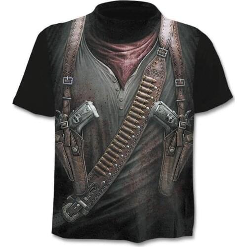 2019 New Cloudstyle Own Design Mens T shirt 3D Gun Warrior Tshirt Print Knife Harajuku Tops Tee Short Sleeve Fitness t-shirt