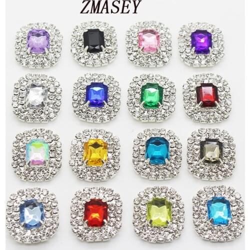 New silver Square crystal Button 10pcs/set hand sewing gorgeous decoration banquet festival Party decoration Craft production