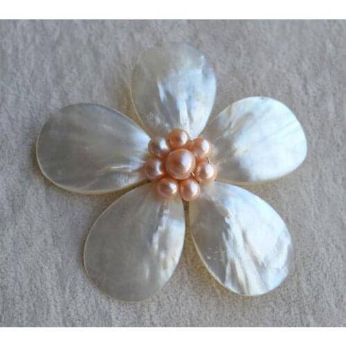 New Arriver Shell Flower Brooch,Pink Freshwater Pearl White Shell Flower Brooch,Wedding Party Bridesmaids Gift Jewellery