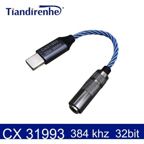 New Hifi Dac cable CX31993 Earphone Connection cable Amp Type-c to 3.5mm PCM 32b/384kHz For Android Windows10 phone call
