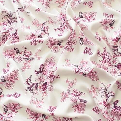 One meter composite Satin Chiffon tissu Small flowers on white background fabric Fashion clothing material