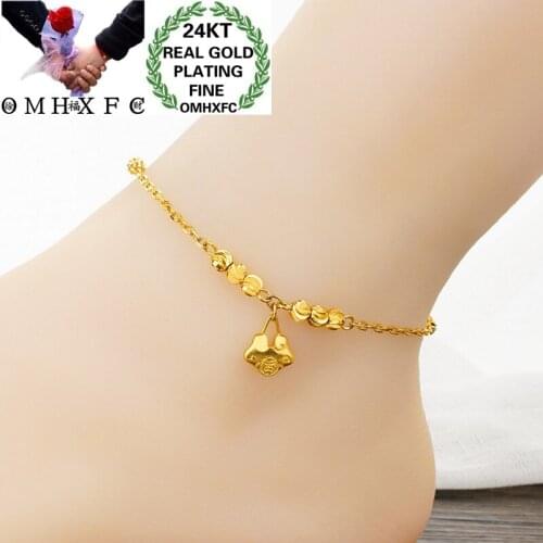 OMHXFC JB15 Jewelry Wholesale European Fashion Fine Woman Girl Party Birthday Wedding Gift Lock Charm Lucky Beads Beach Anklet