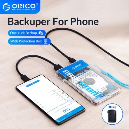 ORICO Backuper With Protection Bag Backup for Phone Support 4TB Capacity One-touch Backup/Delete 5Gbps SATA TO USB C Port Power
