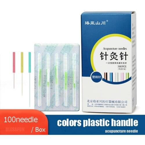 Sharp/Fine Acupuncture Needle with guide tube Colrors Plastic Handle Body face Beauty filiform needle Micro needle Small 0.14*7