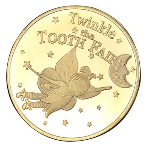 Tooth Fairy Money Gold Plated Commemorative Coin Creative Kids Tooth Change Gifts Coin