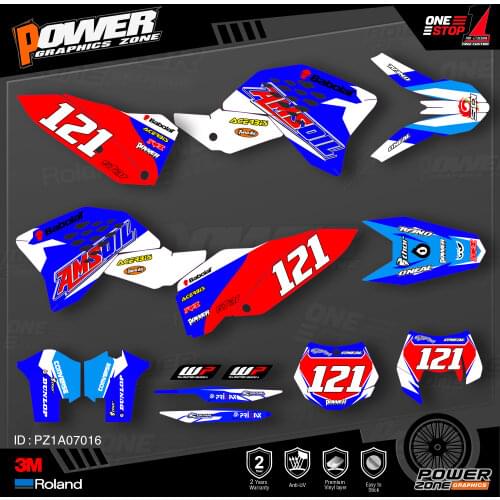 PowerZone Custom Team Graphics Backgrounds Decals 3M Stickers Kit For KTM SX SXF MX 07-10 EXC XCW Enduro 08-11 125 to 500cc 16