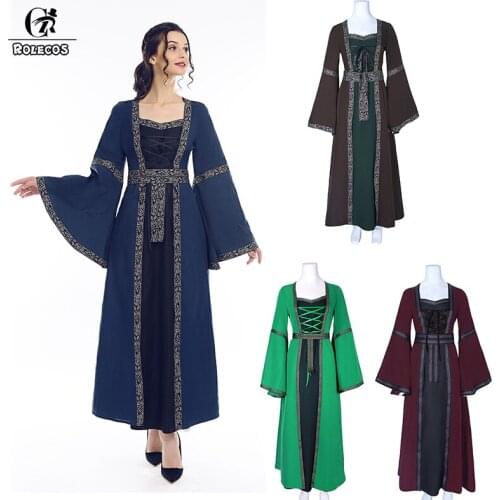 ROLECOS Victorian Dress Women Lolita Dress Long Renaissance Medieval Party Retro Costume Gothic Lolita Vintage Dress for Women