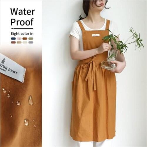 Nordic Pleated Florist Apron Vest Cotton Kitchen Aprons For Cooking Baking Bib Restaurant Coffee Shop Overall Female Women Dress