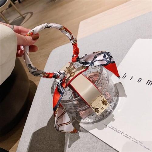 Acrylic Transparent Totes Bag Clear Pvc Plastic Box Bag Women Vintage Retro Party Metal Handle Handbag Money Purse Phone Bag