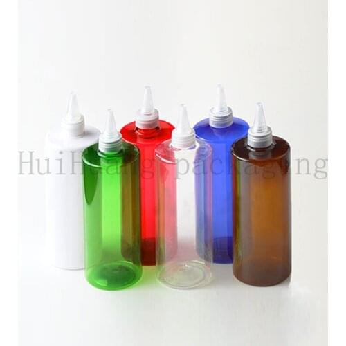14pc 500ml Empty white round plastic bottles with pointed mouth top cap,500ml FDA DIY PET food bottles containers with screw cap