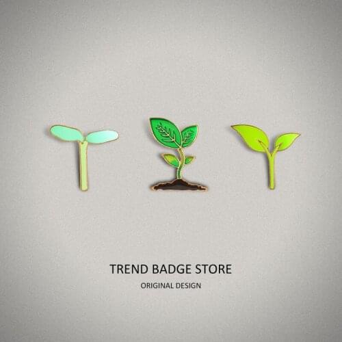 Literary and artistic small fresh sapling bud sen-line girls jewelry jean jacket badge pin