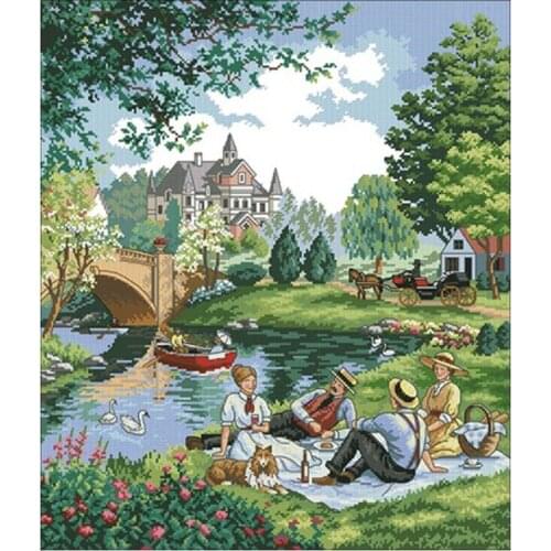 Picnic patterns Counted Cross Stitch 11CT 14CT 18CT DIY Chinese Cross Stitch Kits Embroidery Needlework Sets home decor