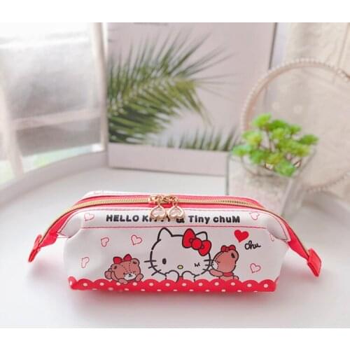 Sanrio hello kitty cartoon student pencil case PU Melody girl boy cosmetic bag storage bag