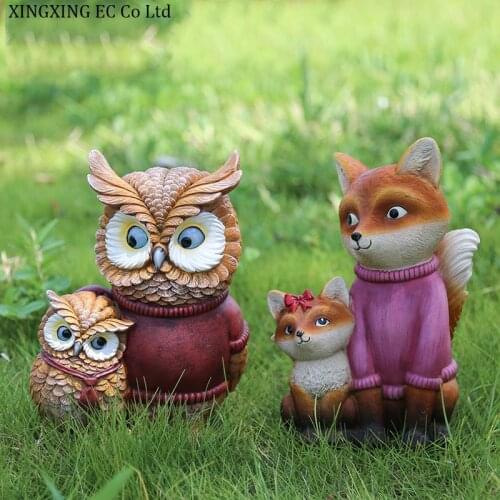 Resin Cute Animal Cartoon Owl Ornaments Garden Crafts Sculpture Creative Modeling Outdoor Courtyard Decorating Accessories