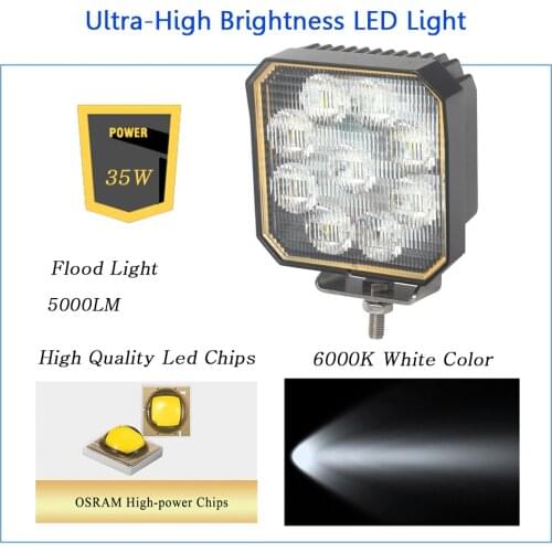 35W 5000lm LED Work Light Mini Offroad LED Light Bar IP67 Waterproof Flood Beam Off-Road Super Bright Light For Trucks Car SUV