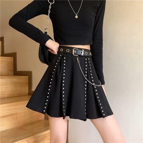 Loose and slim high waist A-line short skirt with versatile feeling jupe clothes dropshipping clothing taille punk dropshipping