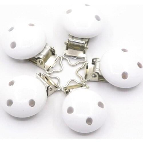 Uxdxu 5pcs white Wooden Teether Dummy Clip (2.9*4.6 Cm) Diy Pacifier Holder Baby Nursing Accessories Can Chew Clips Baby Teether