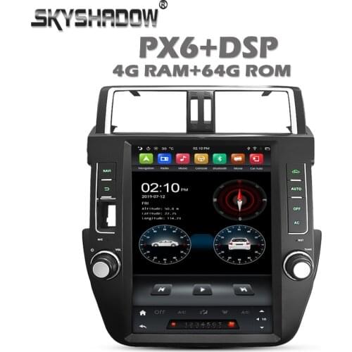 Vertical Tesla PX6 Car DVD Player DSP IPS Android 10.0 Wifi Bluetooth 5.0 RDS Radio GPS For Toyota PRADO 2014 - 2017