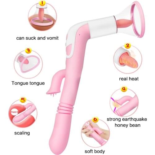 Blowjob Sucking Clitoris Vibrator for Women Heating Nipple Sucker Huge Licking Tongue Magic Wand Massager Vagina Dildo Sex Toys